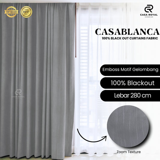 CASABLANCA BAHAN KAIN GORDEN EMBOSS BLACKOUT