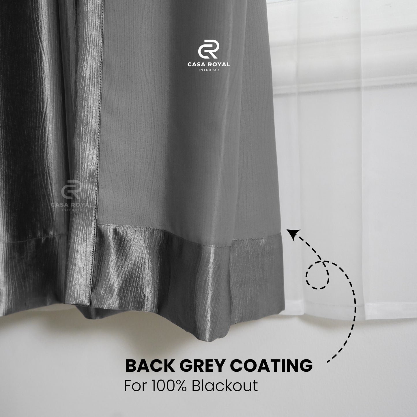 [1 Pcs] Gorden Blackout Grey Embos Shining 6 Gelombang 130x230 (Anna2 C4 Gray)