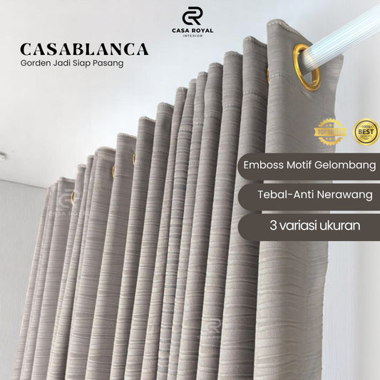 [1 Pcs] Gorden Blackout Silver Embos Doff/Matte 6 Gelombang 130x230 (Casablanca c7)