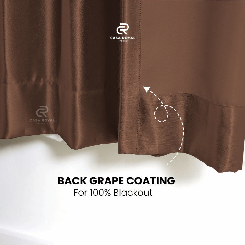 [1 Pcs] Gorden Blackout Brown Smokring Emboss Shining 6 Gelombang 130x230cm (Anna1 C1 Brown)